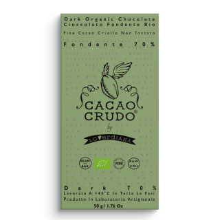 Cacao Crudo Raw Hořká čokoláda 70%, BIO, 50 g  *IT-BIO-006 certifikát