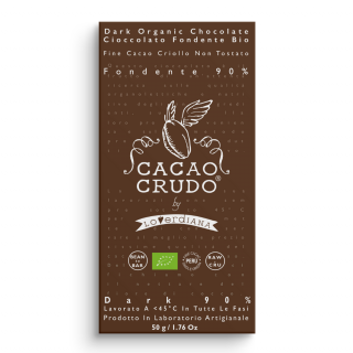 Cacao Crudo Raw Hořká čokoláda 90%, BIO, 50 g  *IT-BIO-006 certifikát