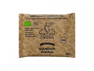 Cacao Crudo Raw Hořká čokoláda Gianduja, BIO, 30 g  *IT-BIO-006 certifikát