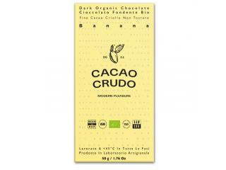 Cacao Crudo Raw Hořká čokoláda s banánem, BIO, 50 g  *IT-BIO-006 certifikát