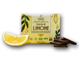 Cacao Crudo Raw Hořká čokoláda s citrónovou kůrou, BIO, 30 g  *IT-BIO-006 certifikát