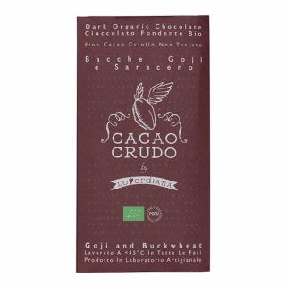 Cacao Crudo Raw Hořká čokoláda s Goji a pohankou, BIO, 50 g  *IT-BIO-006 certifikát