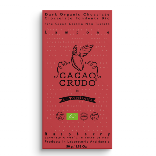Cacao Crudo Raw Hořká čokoláda s malinami, BIO, 50 g  *IT-BIO-006 certifikát