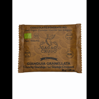 Cacao Crudo Raw Hořká čokoláda s nasekanými lískovými oříšky, BIO, 30 g  *IT-BIO-006 certifikát