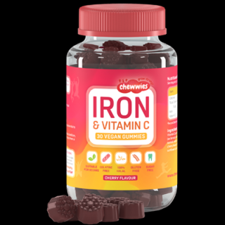 Chewwies Iron & Vitamin C (železo a vitamín C), třešeň, 30 gumových bonbónů