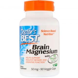 Doctor’s Best Brain Magnesium, 50 mg, 90 rostlinných kapslí