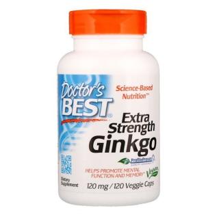 Doctor’s Best Extra Strength Ginkgo, 120 mg, 120 rostlinných kapslí  Doplněk stravy