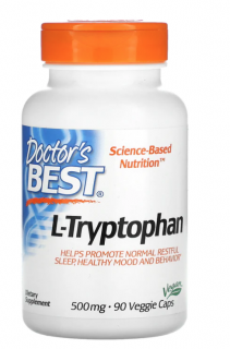 Doctor’s Best L-Tryptofan with TryptoPure, 500 mg, 90 rostlinných kapslí  Doplněk stravy