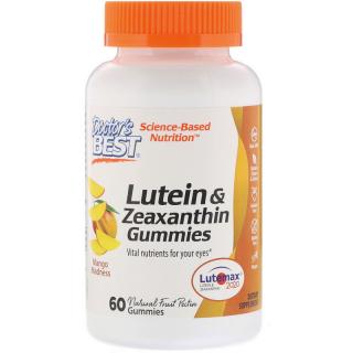 Doctor’s Best Lutein & Zeaxanthin (zdraví očí), 60 gumových vegan bonbónů s příchutí manga