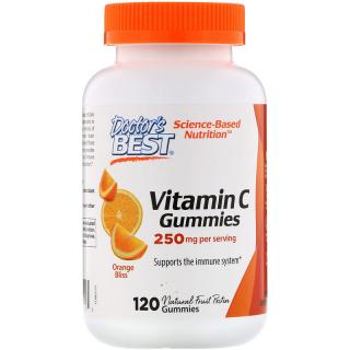 Doctor’s Best Vitamin C, 120 gumových vegan bonbónů s příchutí pomeranče