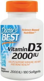 Doctor’s Best Vitamin D3, 2000 IU, 180 softgel kapslí