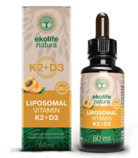 Ekolife Natura - Liposomal Vitamin K2 + D3 (Lipozomální vitamín K2+ D3), meruňková příchuť, 60 ml  Doplněk stravy