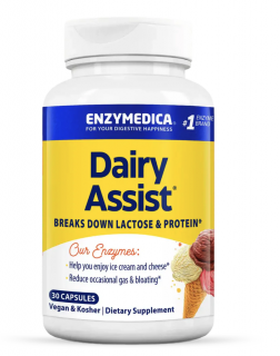 Enzymedica Dairy Assist, enzymy k podpoře trávení laktózy, 30 kapslí  Doplněk stravy