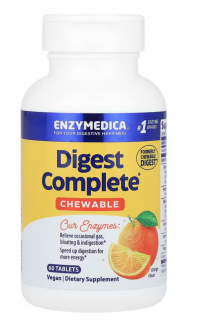 Enzymedica Digest Complete Chewable Orange, Trávící enzymy, pomeranč, 60 žvýkacích tablet  Doplněk stravy