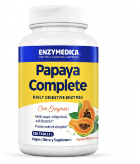 Enzymedica Papaya Complete, Trávící enzymy, papája s mátou, 120 tablet  Doplněk stravy