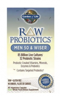 Garden of Life Probiotics Men 50 and Wiser, probiotika pro muže nad 50 let, 85 miliard, 31 probiotických kmenů, 90 rostlinných kapslí