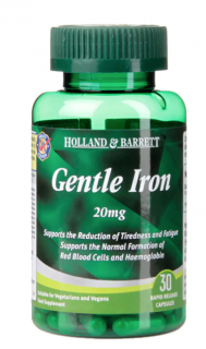 Holland & Barrett Gentle Iron (železo), 20 mg, 30 kapslí