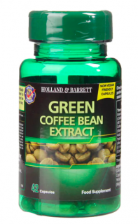 Holland & Barrett Green Coffee Bean Extract (Extrakt z kávových zrn), 42 kapslí