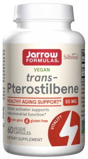 Jarrow Formulas trans-Pterostilben, trans-pterostilben, 50 mg, 60 rostlinných kapslí  Doplněk stravy