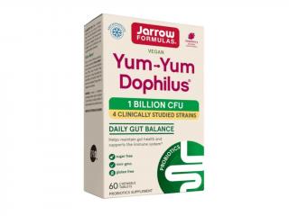 Jarrow Yum-Yum Dophilus, probiotika, 1 milarda CFU, 4 probiotické kmeny, malina, 60 žvýkacích tablet  Doplněk stravy