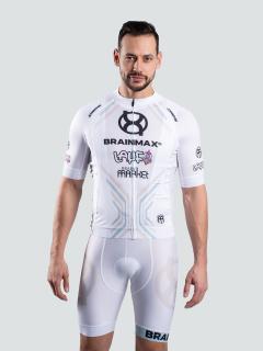 LAUF cyklistický set, bílý dres a bílé kraťasy se šlemi  Bílý cyklistický dres s kraťasy Velikost: XL
