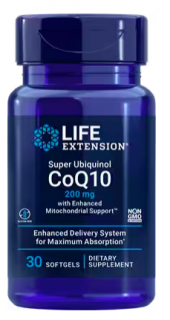 Life Extension Super Ubiquinol CoQ10 with Enhanced Mitochondrial Support, koenzym Q10, 200 mg, 30 kapslí  Podpora srdce, zdaví mitochondrií a produkce…