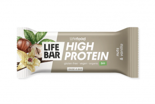LifeFood - TyčinkaLifebar Protein tyčinka oříšková s vanilkou, BIO, 40 g  *CZ-BIO-002