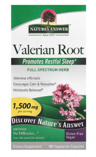 Nature's Answer Valerian Root, Kozlík lékařský, 1500 mg, 180 kapslí