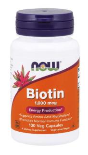 NOW Biotin, 1000 mcg, 100 rostlinných kapslí