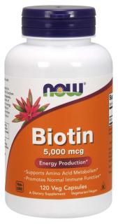 NOW Biotin, 5000 ug, 120 rostlinných kapslí