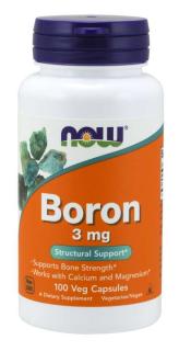 NOW Boron (bor), 3 mg, 100 kapslí