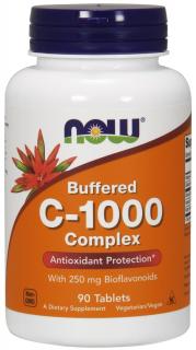 NOW Buffered Vitamin C-1000 Komplex s 250mg bioflavonoidů, PH neutrální vitamín C, 90 tablet