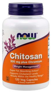 NOW Chitosan, 500 mg Plus chromium, 120 veg kapslí