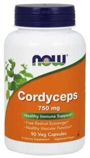 NOW Cordyceps 750 mg (Organic), 90 kapslí