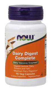 NOW Dairy Digest Complete, mléčné enzymy pro intoleranci na laktózu, 90 rostlinných kapslí