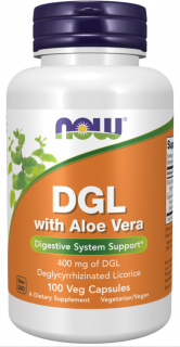 NOW DGL with Aloe Vera, deglycyrrhizinovaná lékořice extrakt s aloe vera, 100 rostlinných kapslí  Doplněk stravy