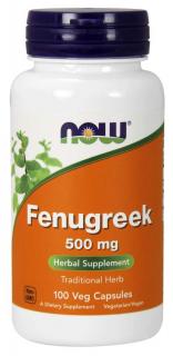 NOW Fenugreek (Pískavice řecké seno), 500 mg, 100 rostlinných kapslí