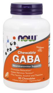 NOW GABA (kyselina gama-aminomáselná) 500 mg + Taurin, Inositol a L-Theanin, 90 žvýkacích kapslí