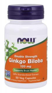 NOW Ginkgo Biloba Double Strenght, 120 mg, 50 rostlinných kapslí