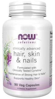NOW Hair, Skin & Nails (zdravé vlasy, pleť a nehty), 90 rostlinných kapslí