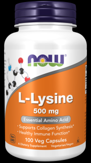 Now L-Lysine (L-lysin), 500 mg, 100 kapslí