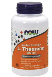 NOW L-Theanine s Inositolem Double Strength, 200 mg, 120 rostlinných kapslí