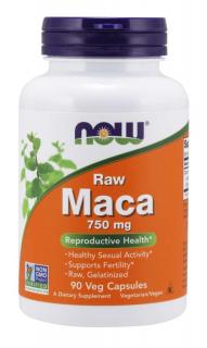 NOW Maca (řeřicha peruánská koncentrát 6:1 RAW), 750 mg, 90 rostlinných kapslí