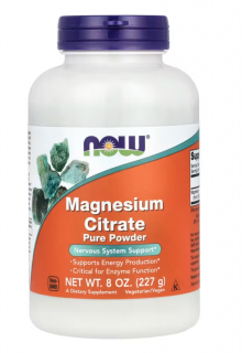 NOW Magnesium Citrate Pure Powder, hořčík citrát v prášku, 450 mg, 227 g