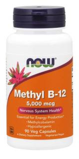 NOW Methyl B12 5000 mcg, 90 rostlinných kapslí