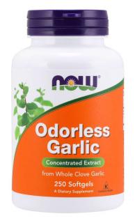 NOW Odorless Garlic (česnekový extrakt bez zápachu), 250 softgelových kapslí