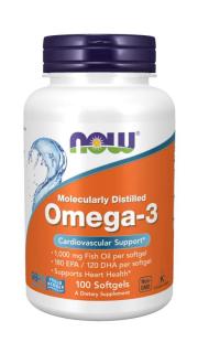 NOW Omega-3, molekulárně destilované, 100 softgelových kapslí