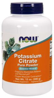 NOW Potassium Citrate (draslík jako citrát draselný), Pure powder, 340g