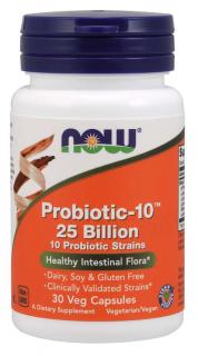 NOW Probiotic-10, probiotika, 25 miliard CFU, 10 kmenů, 30 rostlinných kapslí