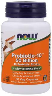 NOW Probiotic-10, probiotika, 50 miliard CFU, 10 kmenů, 50 rostlinných kapslí